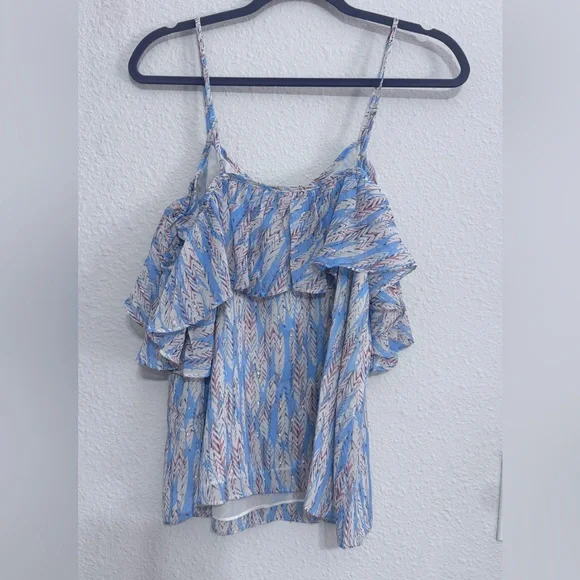 Miss Me blue Ruffle flowy strappy blouse -Size Medium NWT - Picture 4 of 7